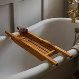 4" X 30" Natural Teak Over Tub Rectangular Bath Caddy Shelf