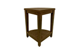 Curvilinear Dark Brown Teak 18" Corner Shower Bench With Shelf