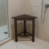 17" Dark Brown Teak Corner Shower Bench