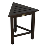 17" Dark Brown Teak Corner Shower Bench