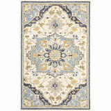 4' X 6' Blue And Ivory Bohemian Area Rug