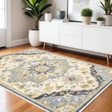 4' X 6' Blue And Ivory Bohemian Area Rug