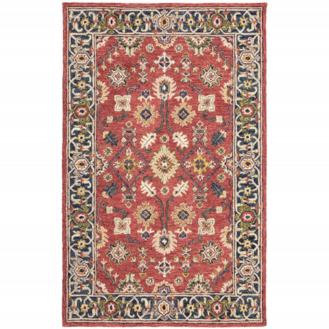 4' X 6' Red And Blue Bohemian Area Rug