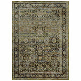 4' X 6' Green And Brown Floral Area Rug