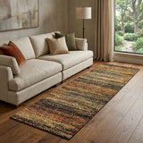 12' Gold And Slate Abstract Runner Rug