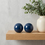Set Of 2 Blue Aluminum Decorative Spheres 3'