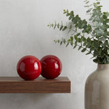 Set of Two 3" Red Aluminum Decorative Orbs
