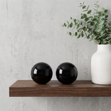 Set of Two 3" Black Aluminum Decorative Orb Tabletop Sculptures
