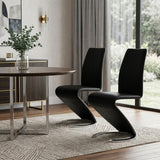 Set of Two Black and Silver Upholstered Faux Leather Dining Parsons Chairs