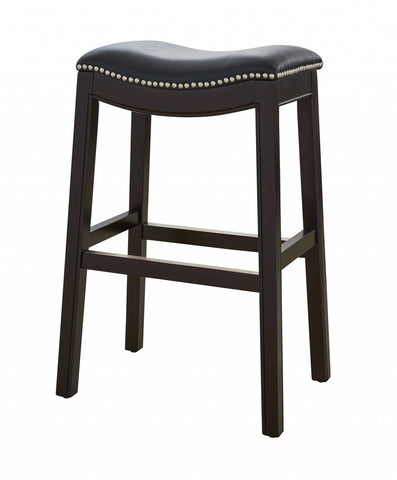 31" Black and Espresso Solid Wood Backless Bar Height Bar Chair