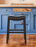 26" Black and Espresso Solid Wood Backless Counter Height Bar Chair