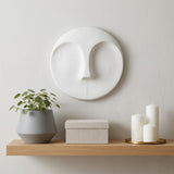 10" White Ceramic Face Round Wall Decor