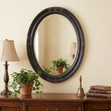 33" Black Ornate Oval Wood Framed Accent Mirror