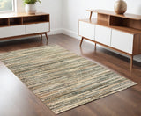 4' X 6' Ivory And Sage Abstract Area Rug