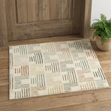 2' X 3' Ivory Blue And Red Geometric Area Rug