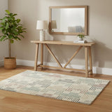 4' X 6' Ivory Blue And Red Geometric Area Rug