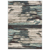 4' X 6' Ivory Blue And Gray Abstract Area Rug
