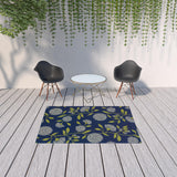 5' X 5' Blue And Green Floral Indoor Outdoor Area Rug
