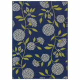 7' X 10' Blue And Green Floral Indoor Outdoor Area Rug