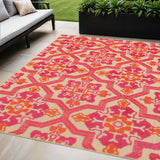 5' X 8' Pink And Orange Moroccan Indoor Outdoor Area Rug