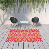 7' X 10' Pink And Orange Moroccan Indoor Outdoor Area Rug