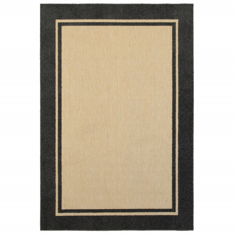 4' X 5' Beige And Black Indoor Outdoor Area Rug
