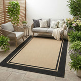 4' X 5' Beige And Black Indoor Outdoor Area Rug