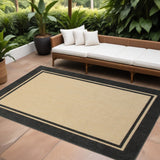 7' X 10' Beige And Black Indoor Outdoor Area Rug