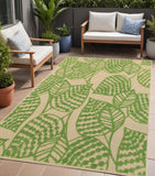 4' X 5' Green Floral Indoor Outdoor Area Rug