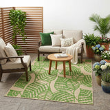 4' X 5' Green Floral Indoor Outdoor Area Rug