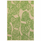 5' X 8' Green Floral Indoor Outdoor Area Rug