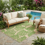 5' X 8' Green Floral Indoor Outdoor Area Rug