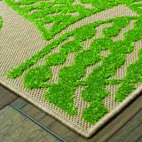 7' X 10' Green Floral Indoor Outdoor Area Rug