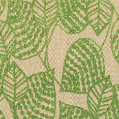 8' X 11' Green Floral Indoor Outdoor Area Rug