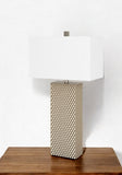 Set of Two 29" Gold Waffle Table Lamps With White Shade