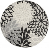 4' Black And White Round Indoor Outdoor Area Rug