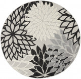 5' Black And White Round Indoor Outdoor Area Rug