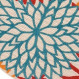 4' Green And Ivory Round Indoor Outdoor Area Rug