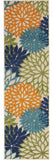 6' Ivory And Blue Indoor Outdoor Runner Rug