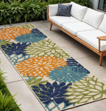 10' Ivory And Blue Indoor Outdoor Area Rug