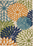 5' X 8' Ivory And Blue Floral Indoor Outdoor Area Rug