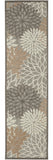 6' Gray And Ivory Floral Indoor Outdoor Area Rug