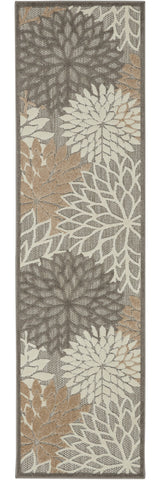6' Gray And Ivory Floral Indoor Outdoor Area Rug