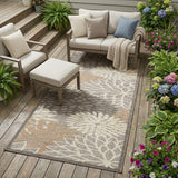 6' Gray And Ivory Floral Indoor Outdoor Area Rug
