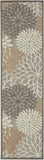 8' Brown And Blue Nautical Washable Round Rug With UV Protection