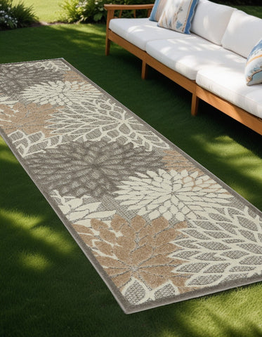 10' Gray And Ivory Indoor Outdoor Area Rug