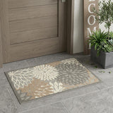 3' X 4' Gray And Ivory Floral Indoor Outdoor Area Rug