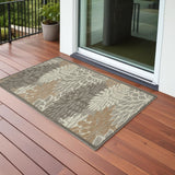 3' X 4' Gray And Ivory Floral Indoor Outdoor Area Rug