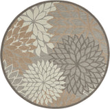 4' Gray And Ivory Round Indoor Outdoor Area Rug