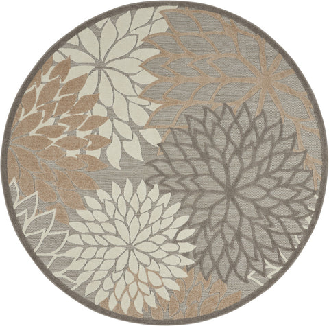 5' Gray And Ivory Round Indoor Outdoor Area Rug